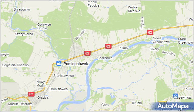 mapa Czarnowo gmina Pomiechówek, Czarnowo gmina Pomiechówek na mapie Targeo