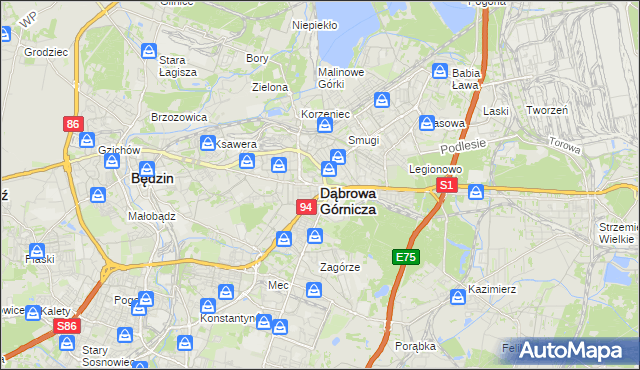 mapa Dąbrowa Górnicza, Dąbrowa Górnicza na mapie Targeo