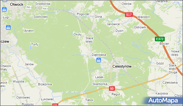 mapa Dąbrówka gmina Celestynów, Dąbrówka gmina Celestynów na mapie Targeo