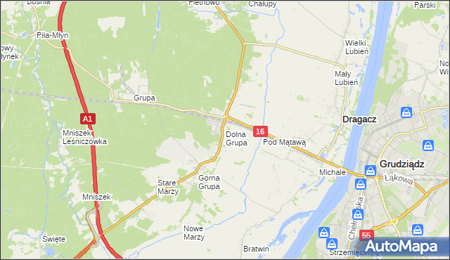 mapa Dolna Grupa, Dolna Grupa na mapie Targeo