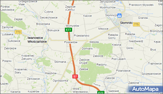 mapa Domiarki, Domiarki na mapie Targeo