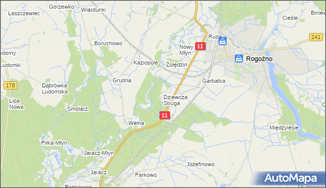 mapa Dziewcza Struga, Dziewcza Struga na mapie Targeo