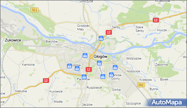 mapa Głogów, Głogów na mapie Targeo