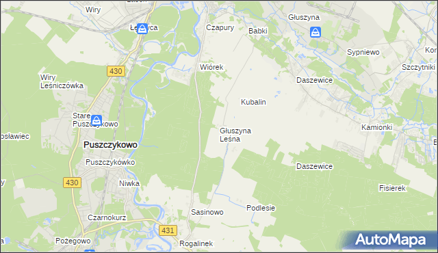 mapa Głuszyna Leśna, Głuszyna Leśna na mapie Targeo