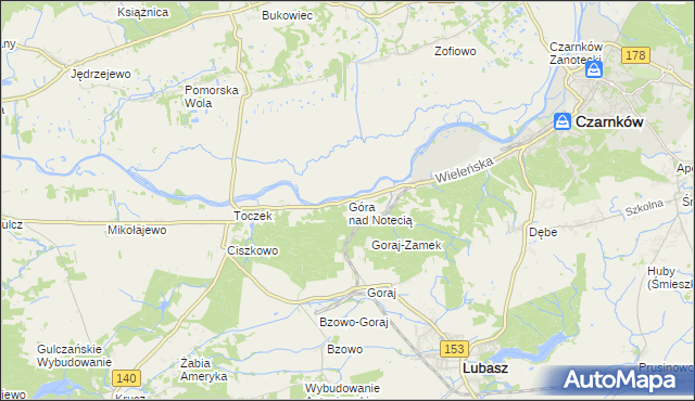 mapa Góra nad Notecią, Góra nad Notecią na mapie Targeo