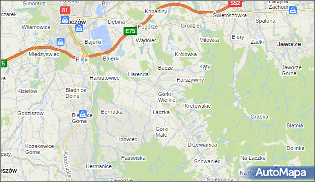 mapa Górki Wielkie, Górki Wielkie na mapie Targeo