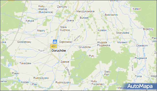 mapa Gruszków gmina Doruchów, Gruszków gmina Doruchów na mapie Targeo