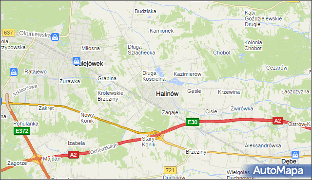 mapa Halinów powiat miński, Halinów powiat miński na mapie Targeo