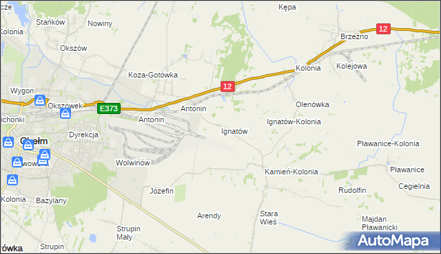 mapa Ignatów gmina Kamień, Ignatów gmina Kamień na mapie Targeo