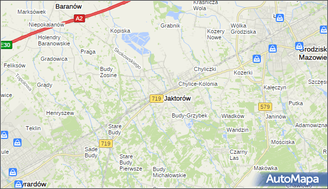 mapa Jaktorów, Jaktorów na mapie Targeo