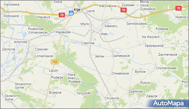 mapa Janów gmina Kije, Janów gmina Kije na mapie Targeo