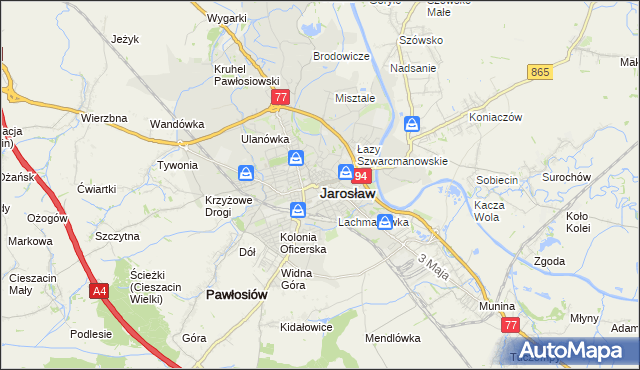 mapa Jarosławia, Jarosław na mapie Targeo