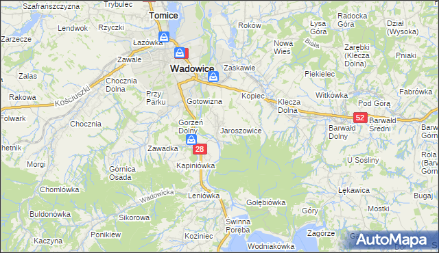 mapa Jaroszowice, Jaroszowice na mapie Targeo