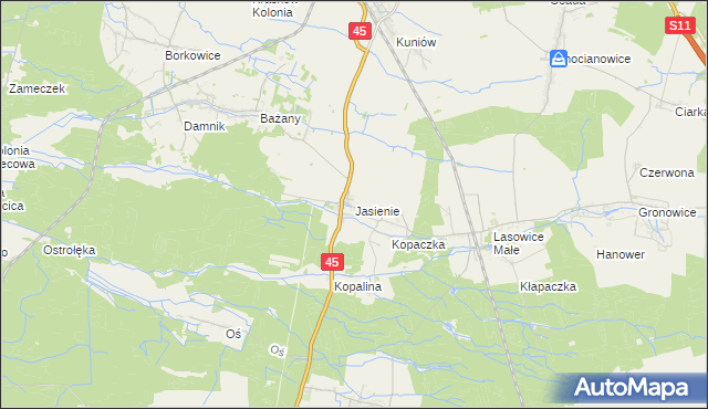 mapa Jasienie, Jasienie na mapie Targeo
