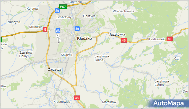 mapa Jaszkowa Dolna, Jaszkowa Dolna na mapie Targeo