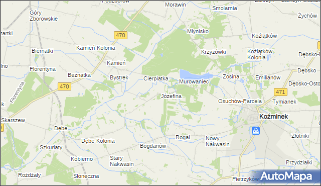 mapa Józefina gmina Koźminek, Józefina gmina Koźminek na mapie Targeo