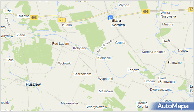 mapa Kiełbaski, Kiełbaski na mapie Targeo