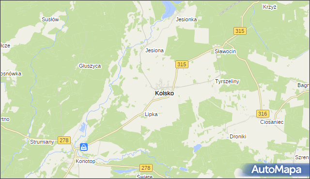 mapa Kolsko, Kolsko na mapie Targeo