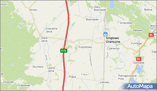 mapa Kopytkowo gmina Smętowo Graniczne, Kopytkowo gmina Smętowo Graniczne na mapie Targeo