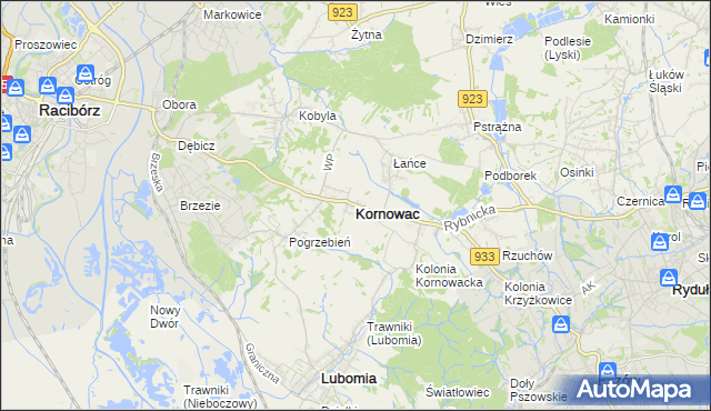 mapa Kornowac, Kornowac na mapie Targeo