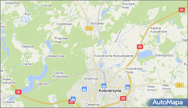 mapa Kościerzyna-Wybudowanie, Kościerzyna-Wybudowanie na mapie Targeo