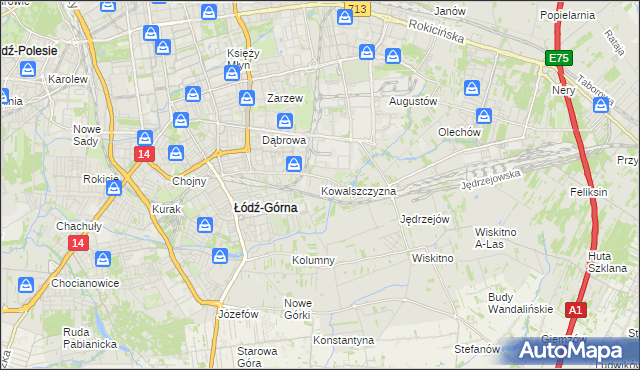 mapa Kowalszczyzna gmina Łódź, Kowalszczyzna gmina Łódź na mapie Targeo