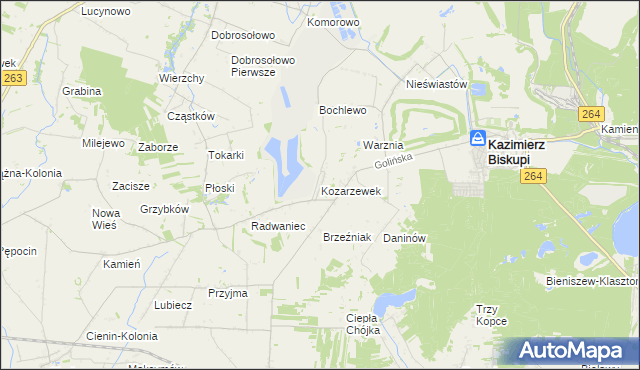 mapa Kozarzewek, Kozarzewek na mapie Targeo