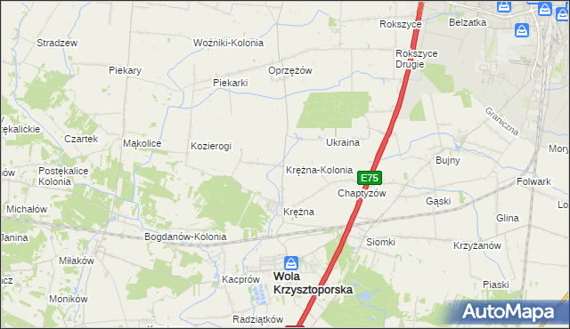 mapa Krężna-Kolonia, Krężna-Kolonia na mapie Targeo