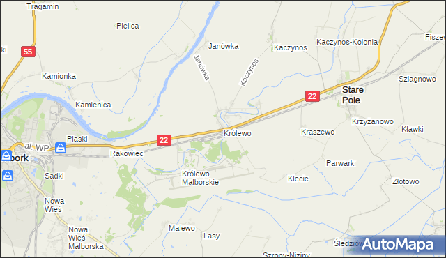 mapa Królewo gmina Stare Pole, Królewo gmina Stare Pole na mapie Targeo