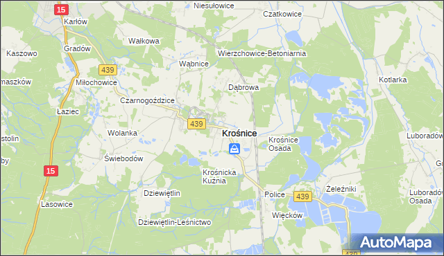 mapa Krośnice powiat milicki, Krośnice powiat milicki na mapie Targeo