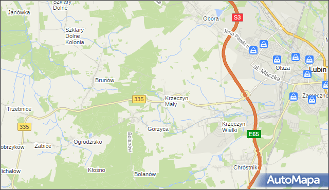 mapa Krzeczyn Mały, Krzeczyn Mały na mapie Targeo