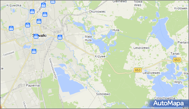 mapa Krzywe gmina Suwałki, Krzywe gmina Suwałki na mapie Targeo