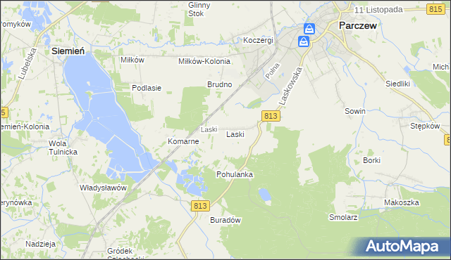 mapa Laski gmina Parczew, Laski gmina Parczew na mapie Targeo