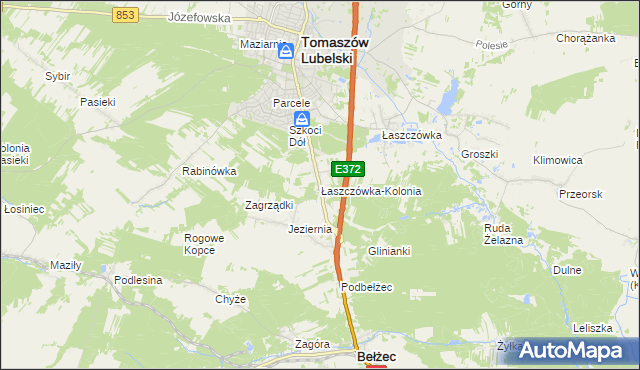 mapa Łaszczówka-Kolonia, Łaszczówka-Kolonia na mapie Targeo