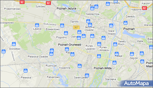 mapa Łazarz gmina Poznań, Łazarz gmina Poznań na mapie Targeo
