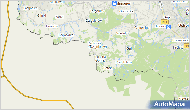 mapa Leszna Górna, Leszna Górna na mapie Targeo