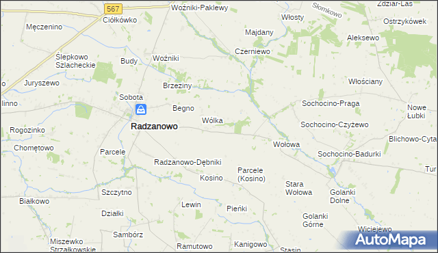 mapa Łoniewo gmina Radzanowo, Łoniewo gmina Radzanowo na mapie Targeo