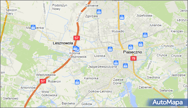 mapa Łoziska, Łoziska na mapie Targeo