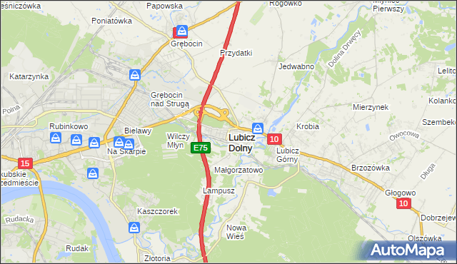 mapa Lubicz Dolny, Lubicz Dolny na mapie Targeo