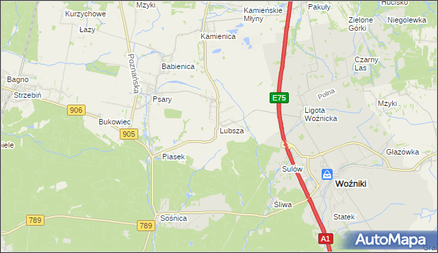 mapa Lubsza gmina Woźniki, Lubsza gmina Woźniki na mapie Targeo