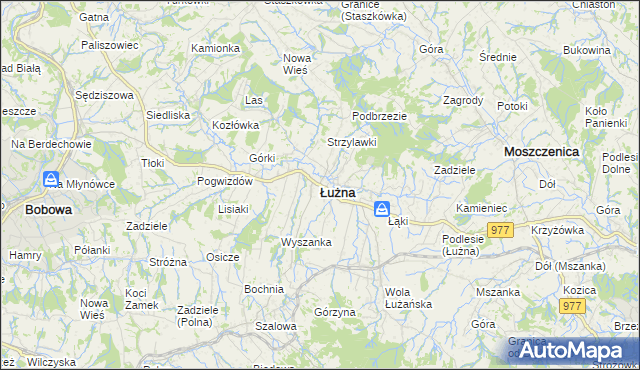 mapa Łużna, Łużna na mapie Targeo