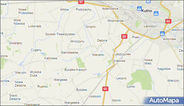 mapa Marianki gmina Kutno, Marianki gmina Kutno na mapie Targeo