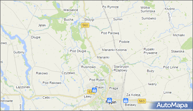 mapa Marianki gmina Rypin, Marianki gmina Rypin na mapie Targeo