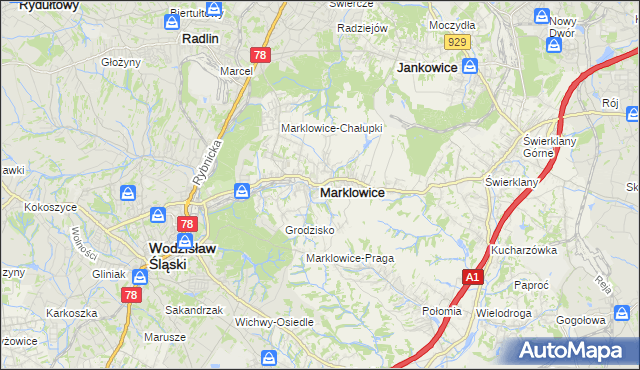 mapa Marklowice, Marklowice na mapie Targeo