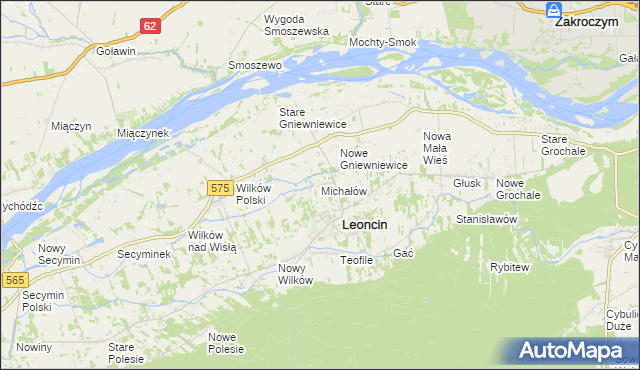 mapa Michałów gmina Leoncin, Michałów gmina Leoncin na mapie Targeo