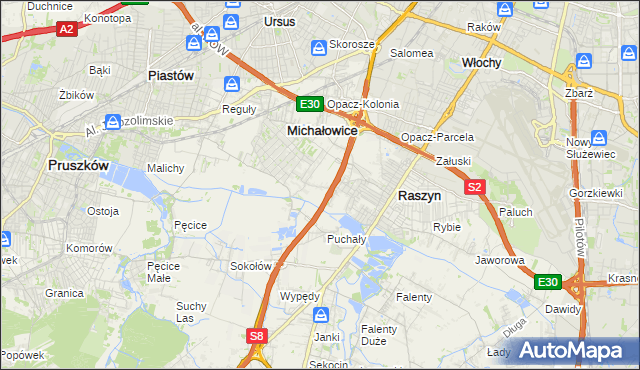 mapa Michałowice-Wieś, Michałowice-Wieś na mapie Targeo