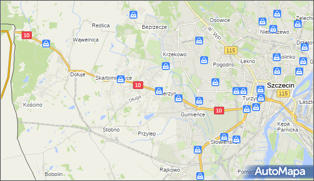 mapa Mierzyn gmina Dobra (Szczecińska), Mierzyn gmina Dobra (Szczecińska) na mapie Targeo