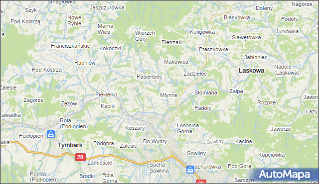 mapa Młynne, Młynne na mapie Targeo