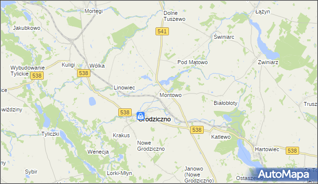 mapa Montowo, Montowo na mapie Targeo
