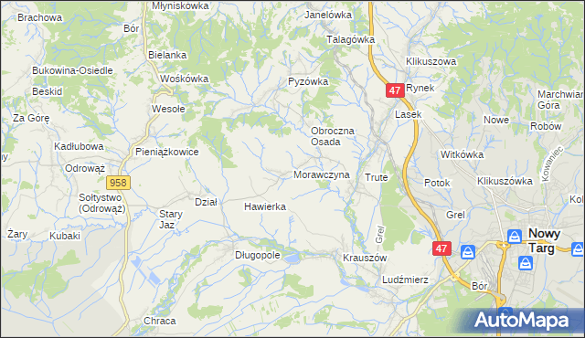 mapa Morawczyna, Morawczyna na mapie Targeo